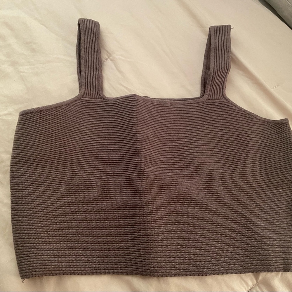 Elegant Ribbed Tan Crop Top